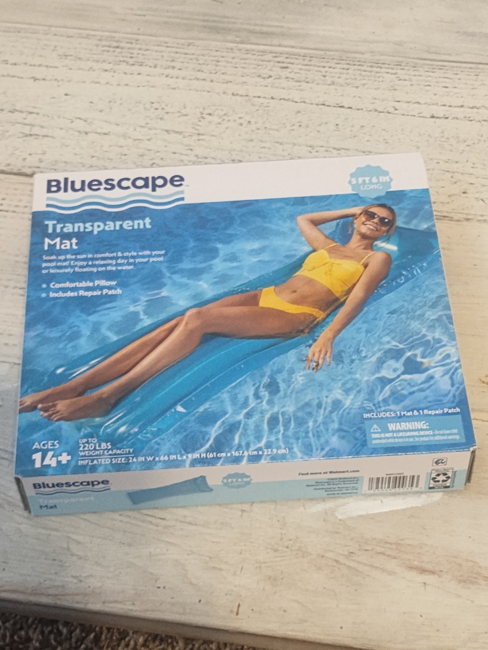 Bluescape Transparent Floating Pool Mat, 5 FT 6IN, Long, Color: Blue, new